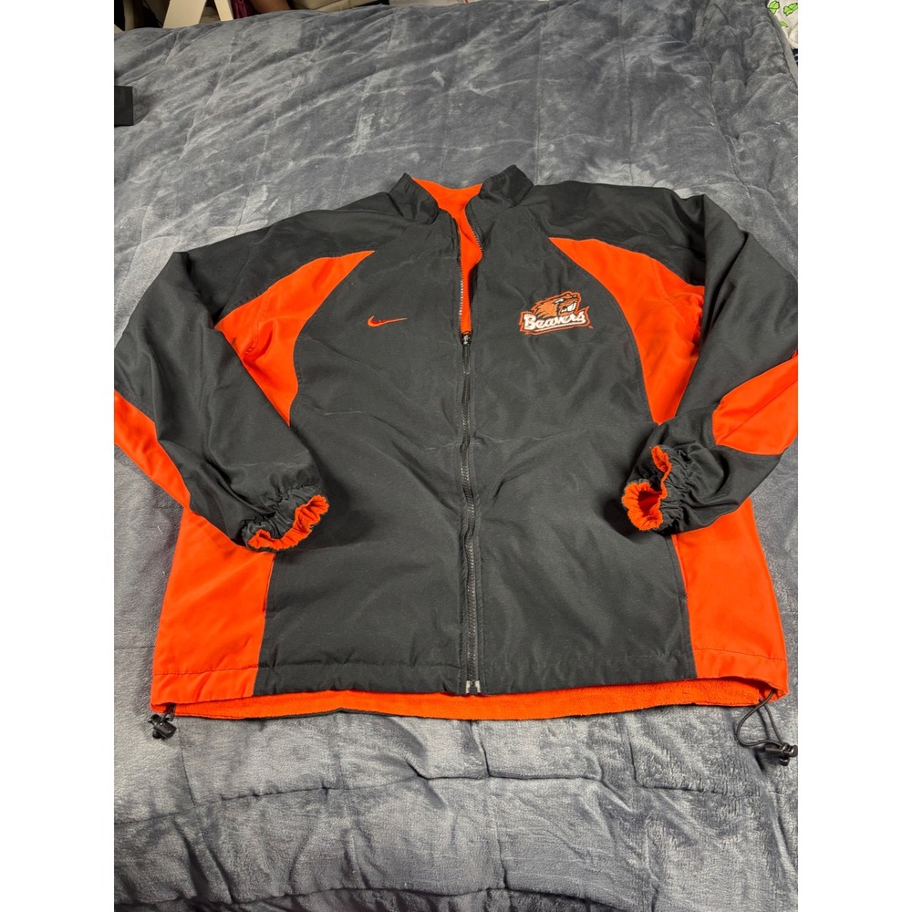 Nike Oregon State Beavers Mens Full Zip Fleece Lined Windbreaker Jacket Black L